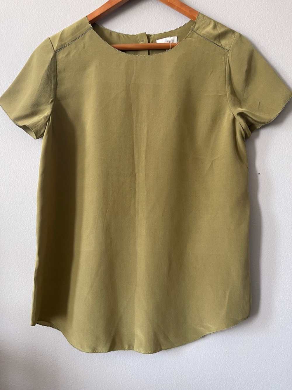Joie silk Olive Green Short-Sleeve Silk Blend Top